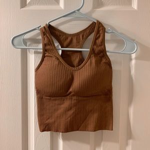 !!!!SOLD!!!! SHEIN sports bra/ top, brown, size S but can fit a M (snug fit)